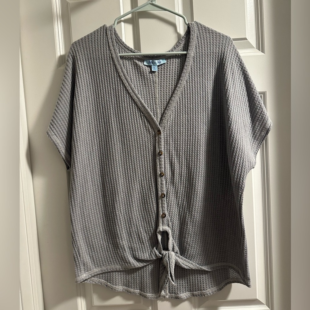 Off the shoulder waffle blouse